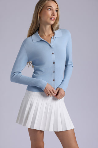 Viscose Blend Long Sleeve Shirt with Ribbed Details