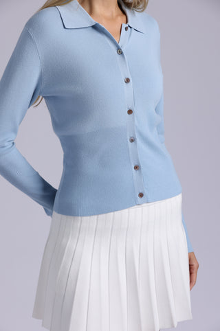 Viscose Blend Long Sleeve Shirt with Ribbed Details