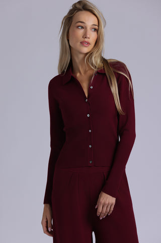 Viscose Blend Long Sleeve Shirt with Ribbed Details