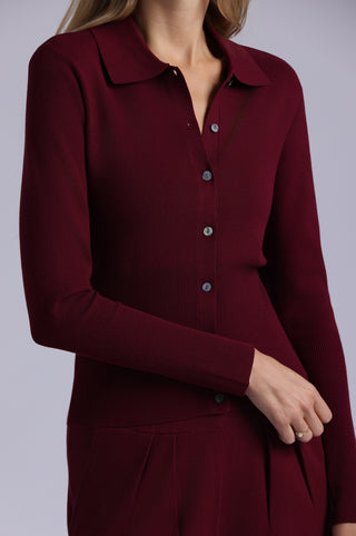 Viscose Blend Long Sleeve Shirt with Ribbed Details