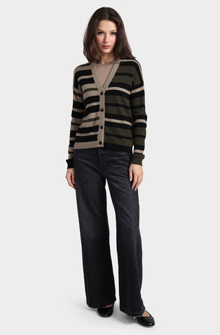 Cashmere Mixed Stripe Cardigan