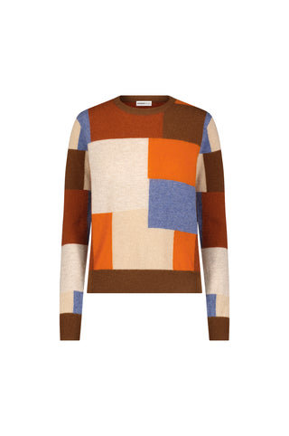 Cashmere Patchwork Crew Neck Pullover