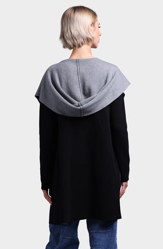 Cotton Cashmere Reversible Hooded Coatigan