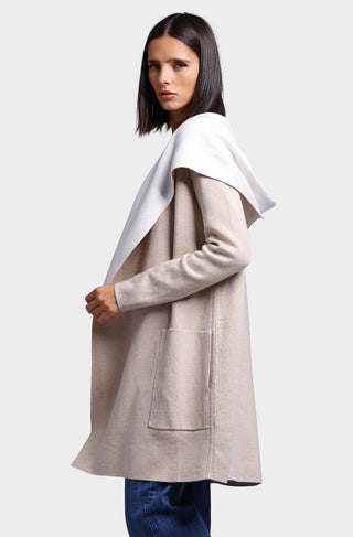 Cotton Cashmere Reversible Hooded Coatigan