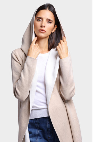 Cotton Cashmere Reversible Hooded Coatigan