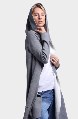 Cotton Cashmere Reversible Hooded Coatigan