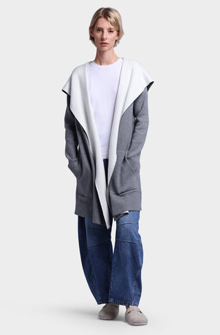 Cotton Cashmere Reversible Hooded Coatigan