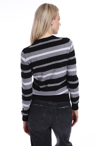 Cashmere Striped Crew Neck Pullover