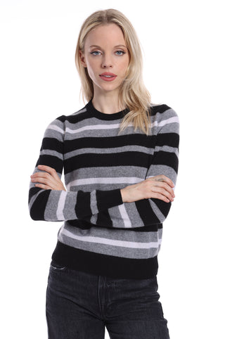 Cashmere Striped Crew Neck Pullover