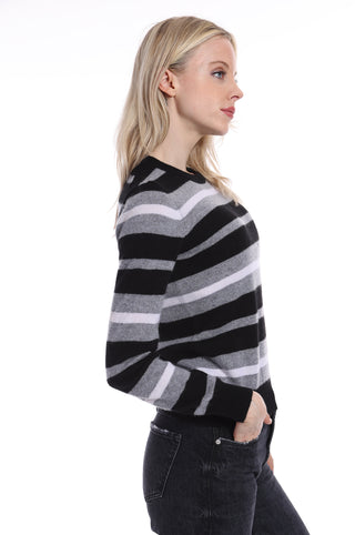 Cashmere Striped Crew Neck Pullover