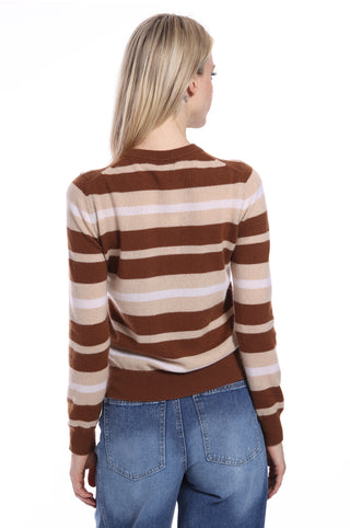 Cashmere Striped Crew Neck Pullover