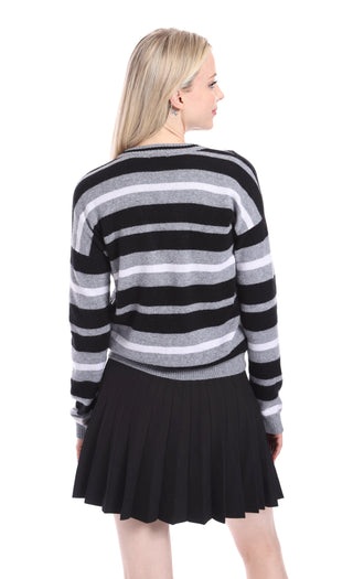 Cashmere Striped Cardigan with Tipping