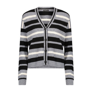 Cashmere Striped Cardigan with Tipping