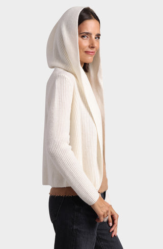 Cashmere 5 Gauge Shaker Hooded Flyaway Cardigan