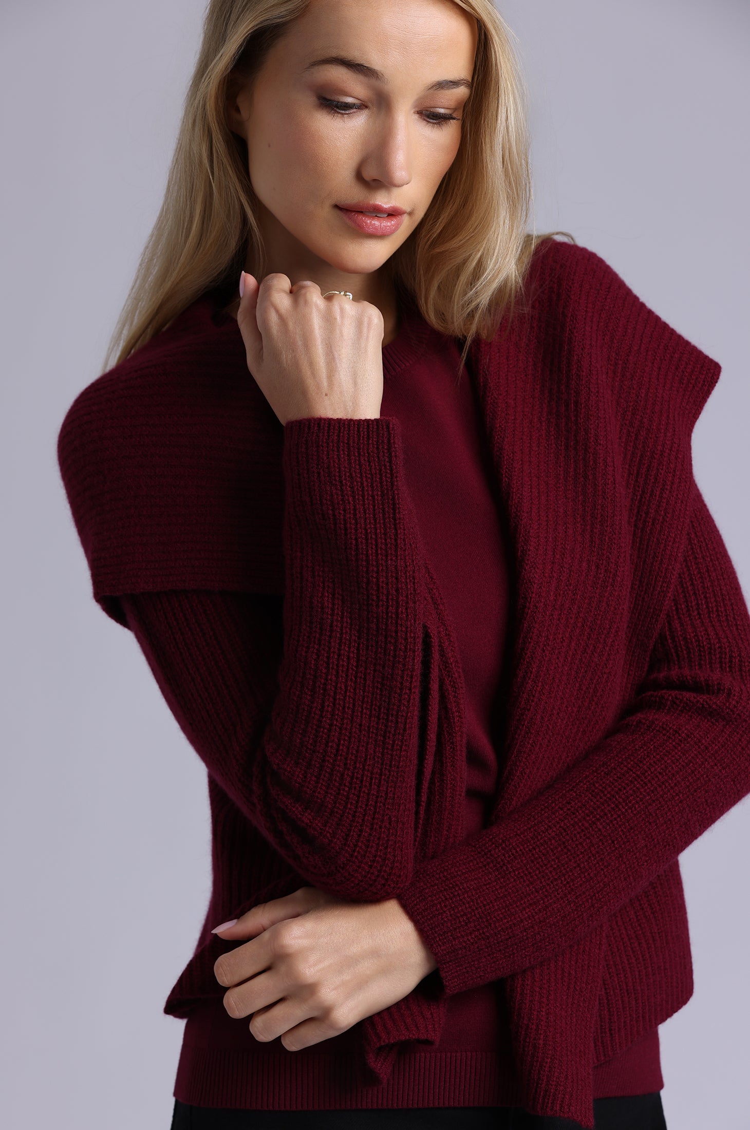 Cashmere 5GG Shaker Hooded Flyaway Cardigan – Minnie Rose