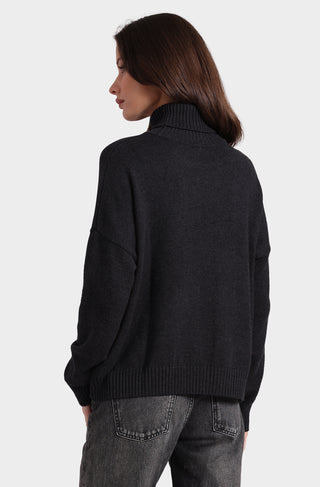 Cotton Cashmere Boxy Turtle Neck Top