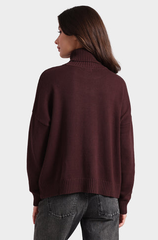 Cotton Cashmere Boxy Turtle Neck Top