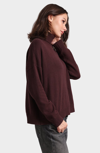 Cotton Cashmere Boxy Turtle Neck Top