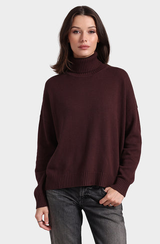 Cotton Cashmere Boxy Turtle Neck Top