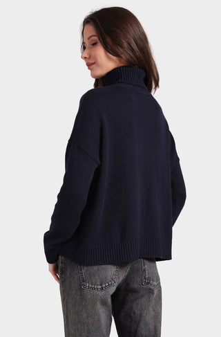 Cotton Cashmere Boxy Turtle Neck Top