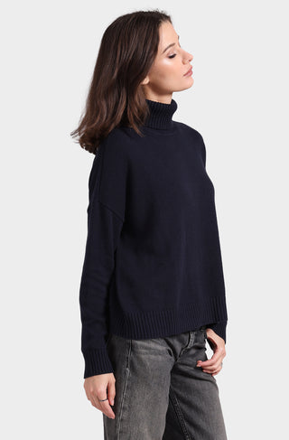 Cotton Cashmere Boxy Turtle Neck Top