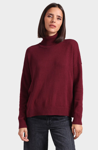 Cotton Cashmere Boxy Turtle Neck Top