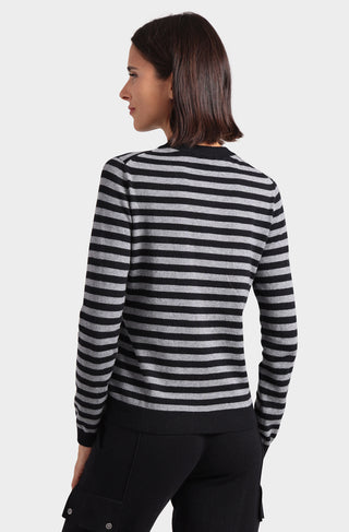 Cotton Cashmere Striped Crew Neck Henley