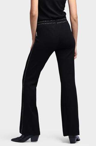 Viscose Blend Wide Leg Pants with Studs