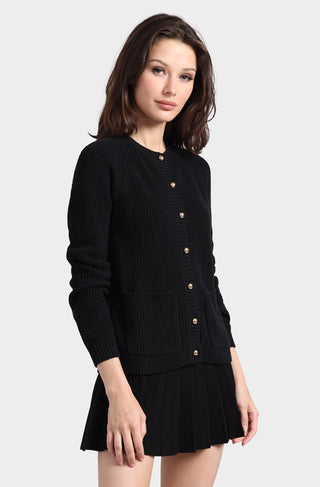 Cotton Cashmere Shaker Crew Cardigan