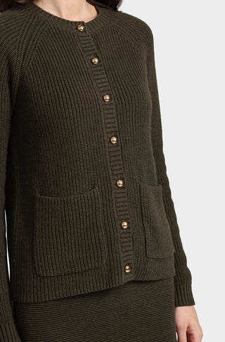 Cotton Cashmere Shaker Crew Cardigan