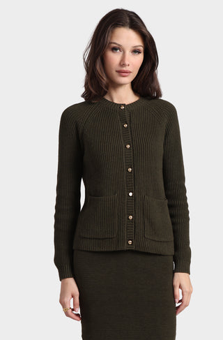 Cotton Cashmere Shaker Crew Cardigan