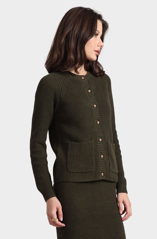 Cotton Cashmere Shaker Crew Cardigan