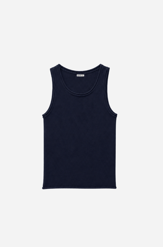 Sheer Luxury Cashmere Crew Neck Tank with Rolled Edges