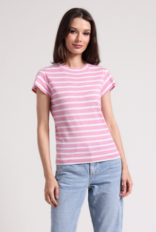 Supima Cotton Cashmere Striped Cap Slv Crew