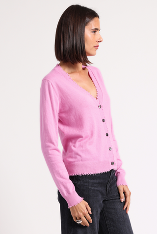 Cotton Cashmere Frayed Cardi