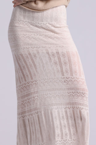 Cotton Blend Maxi Lace Skirt