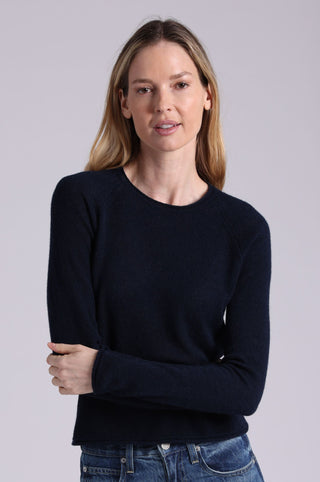 Southern Cashmere Raglan Crew With Rolled Trims