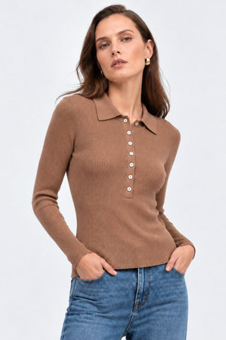 Viscose Ribbed Collared Henley