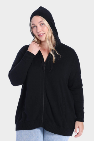 Plus Size Cotton Cashmere Oversized Zip Hoodie