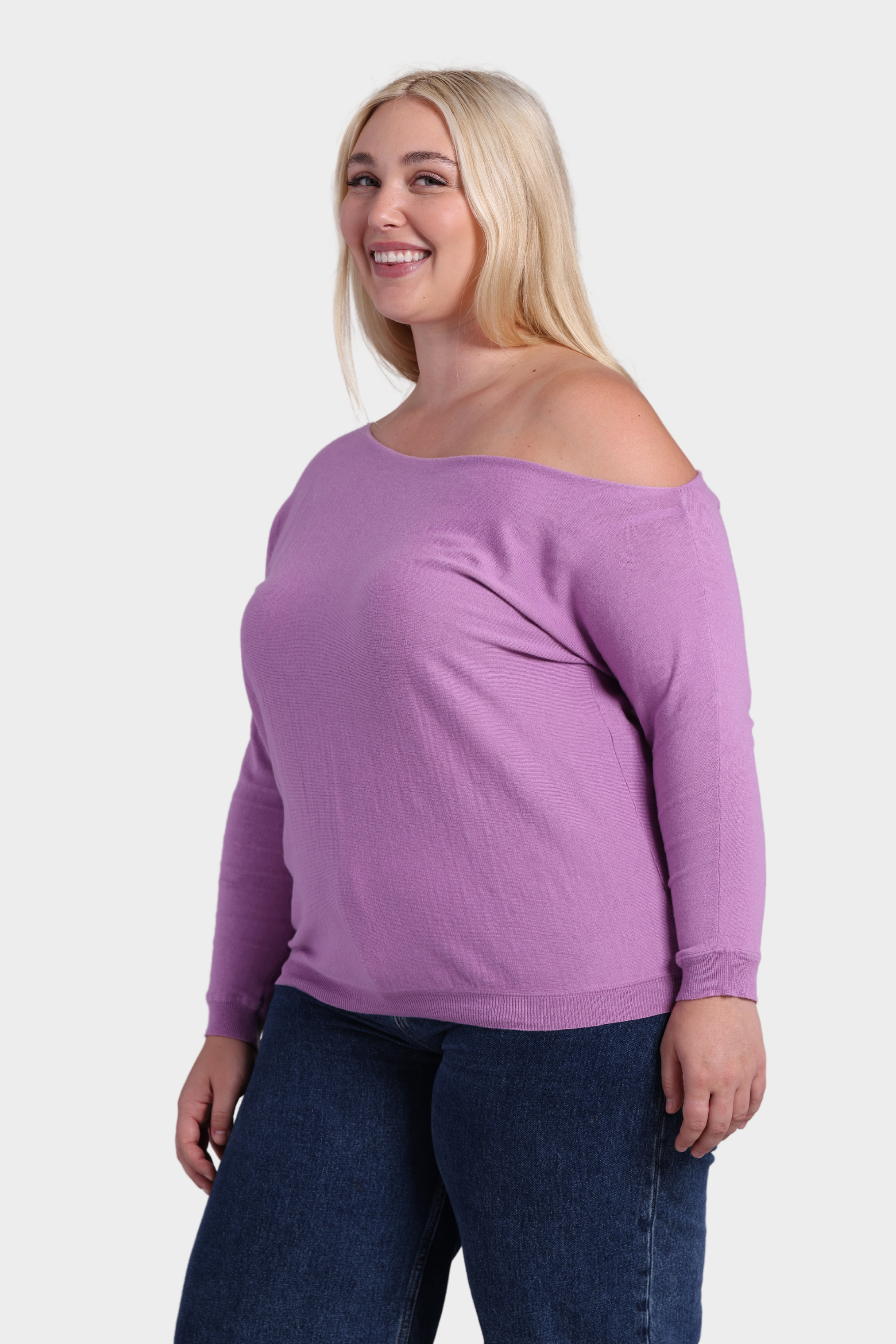 Plus Cotton Cashmere Off The Shoulder Top