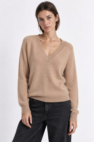 Cashmere Long Sleeve Shrunken V Neck
