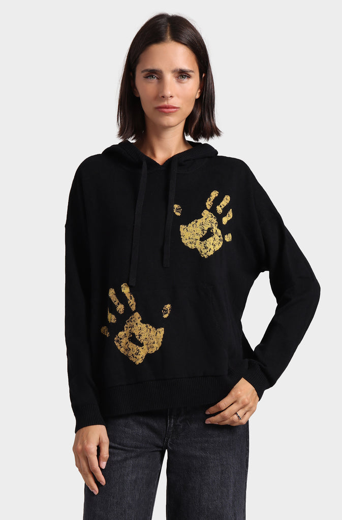 Cotton Cashmere Hand Print Oversized Hoodie