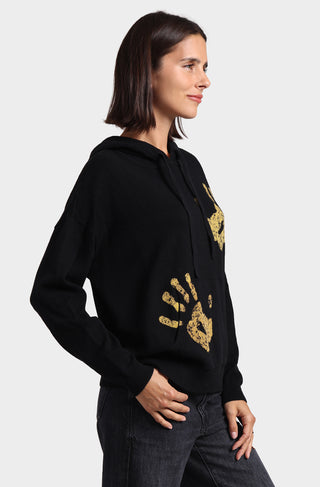 Cotton Cashmere Hand Print Oversized Hoodie