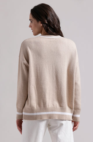 Cotton Cashmere Oversized Cardigan with Tipping