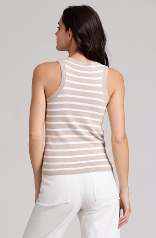 Cotton Cashmere Full Needle Striped Tank