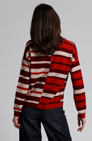 Cashmere Mix Stripe V Neck