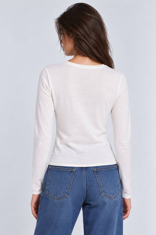 Long Sleeve Crew Neck with Rolled Trims