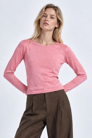 Long Sleeve Crew Neck with Rolled Trims