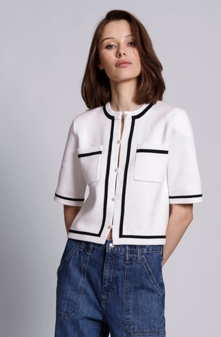 Short Sleeve Tipped Cropped Jacket