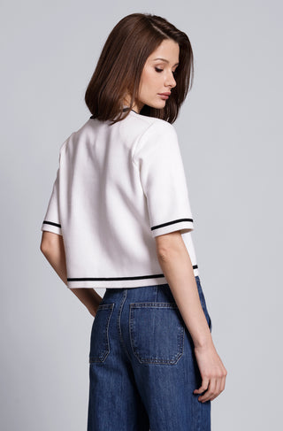 Short Sleeve Tipped Cropped Jacket